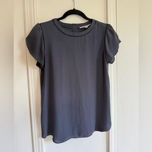 LOFT Slate Gray Flutter Sleeve Blouse - size XS